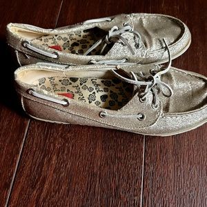 Gold sparkle loafers 8.5